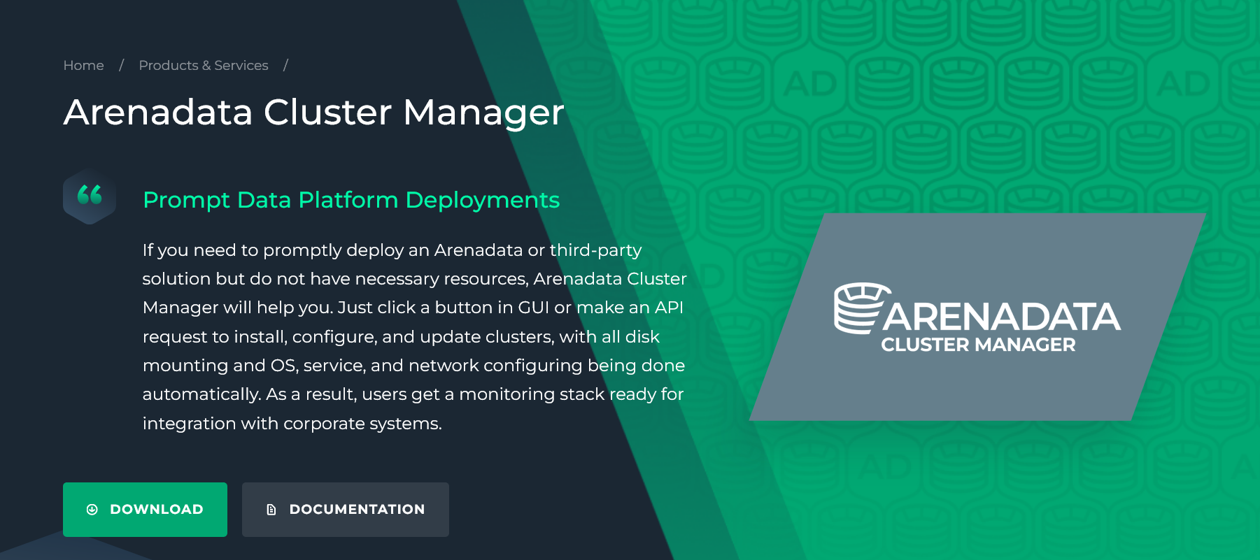 Switch to the Arenadata Cluster Manager download page