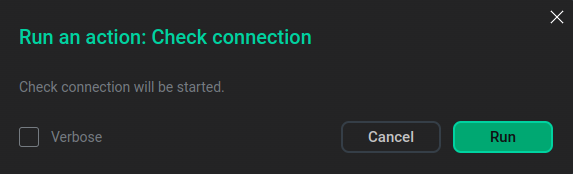 Confirm the Check connection action