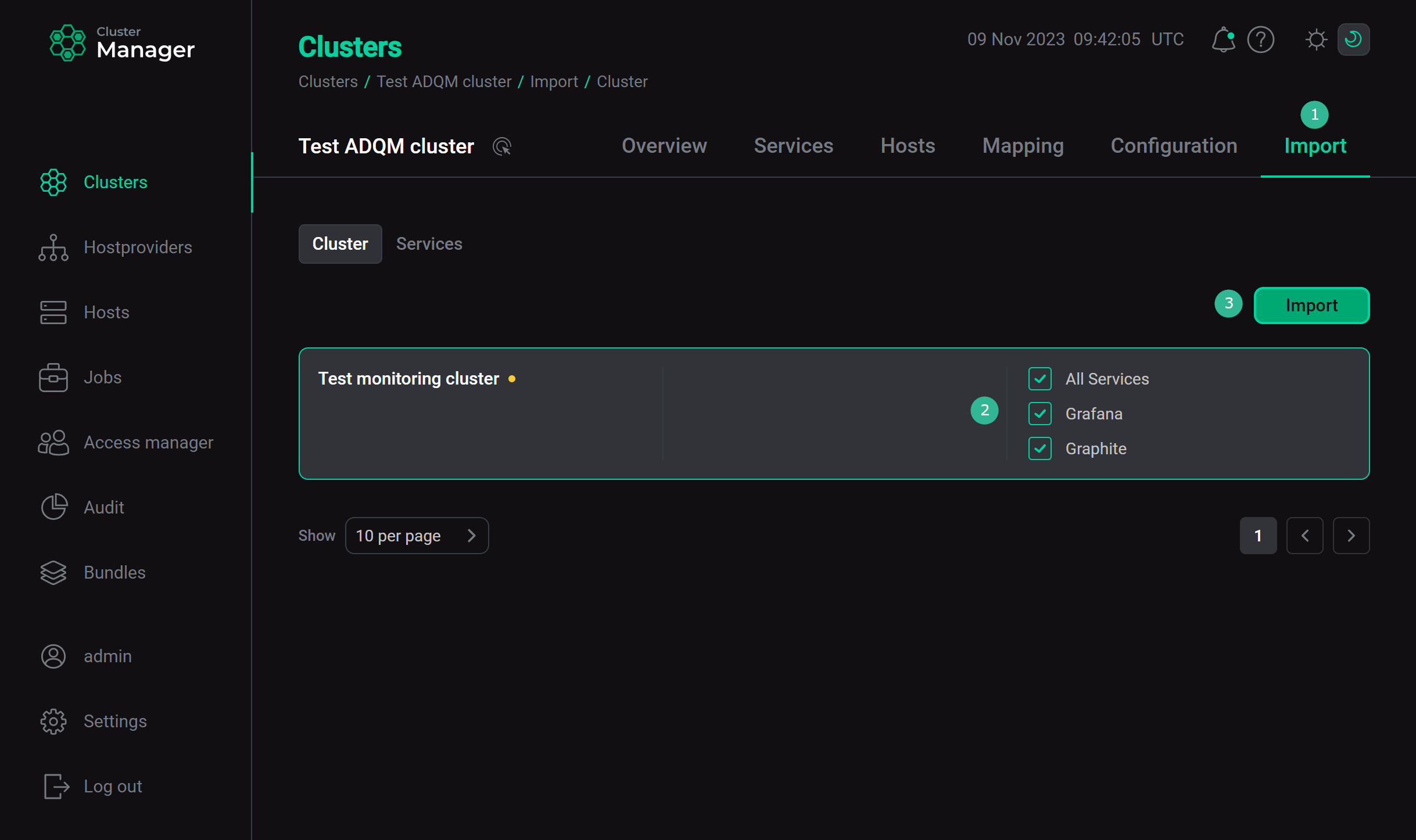 Integration with a monitoring cluster