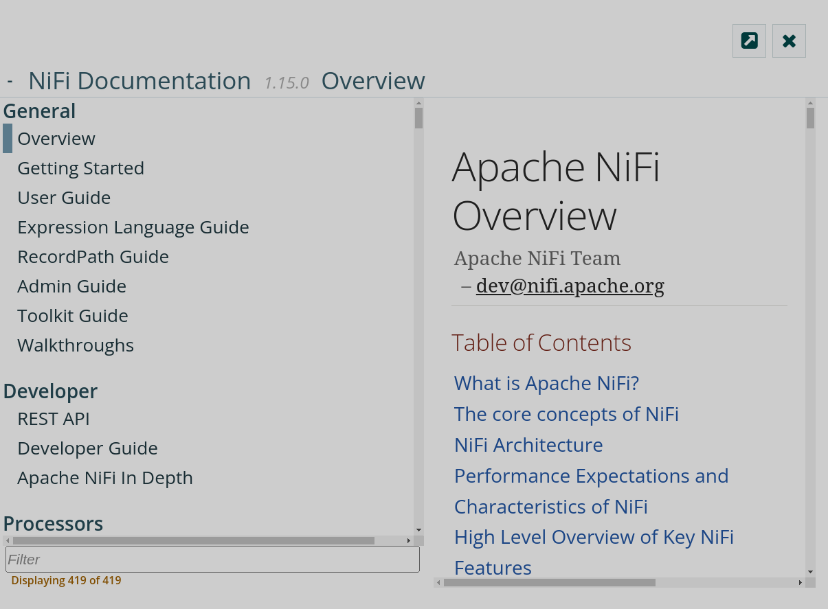 Apache NiFi documentation